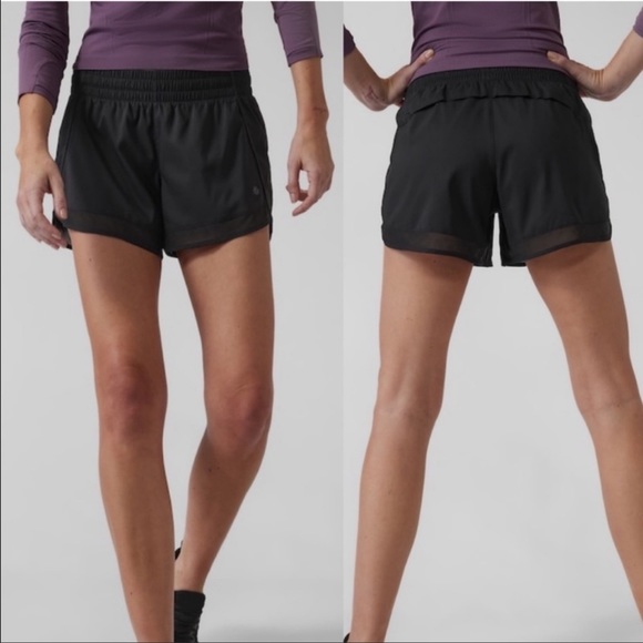 Athleta Shorts Nwt Athleta Mesh Racer Run Short 4 Black Xl Poshmark